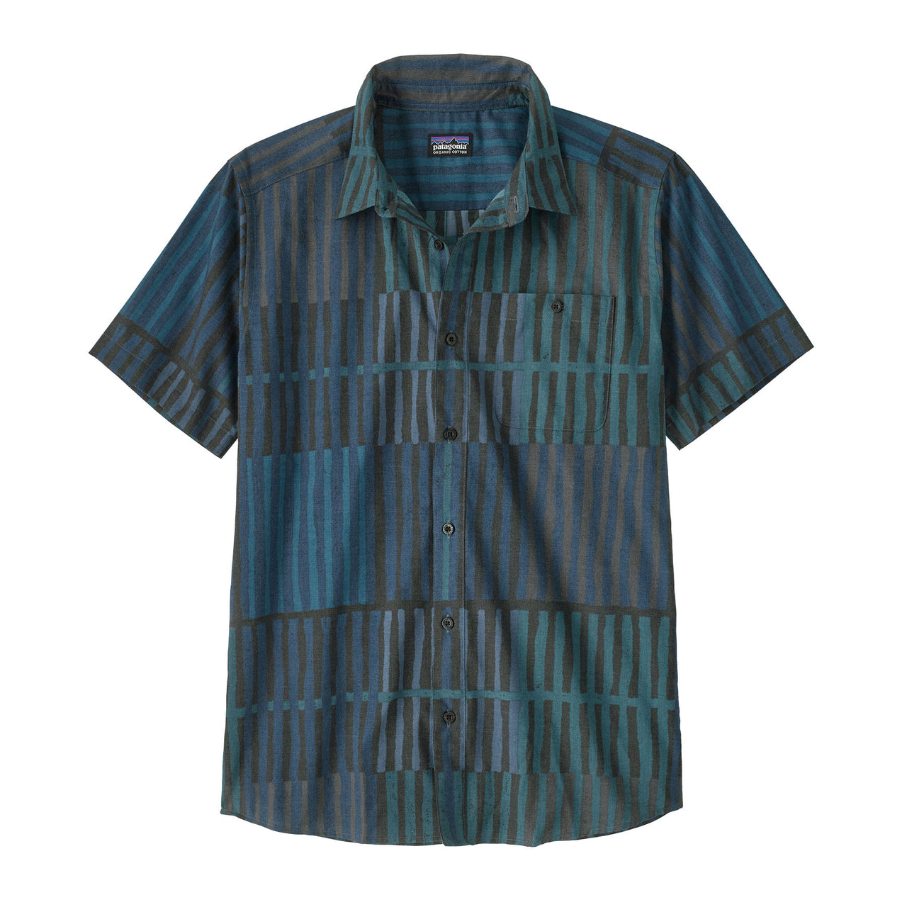 Patagonia Mens Go-To Shirt Rainfall Quilt: Ink Black