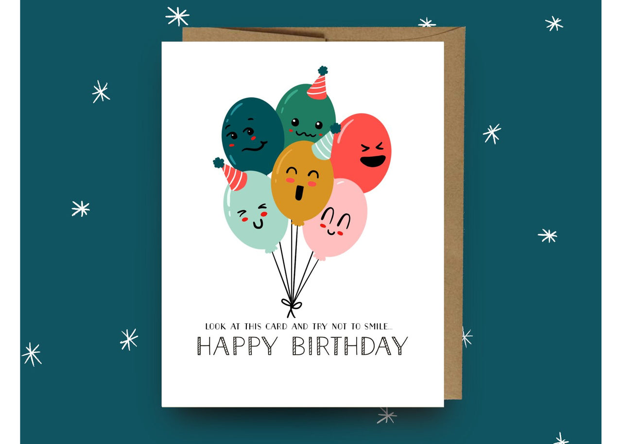 Happy Birthday Balloons with Faces Card - Idaho Mountain Touring