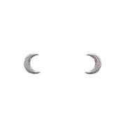 Bronwen Tiny Charm Post Earrings Crescent Moon / Silver