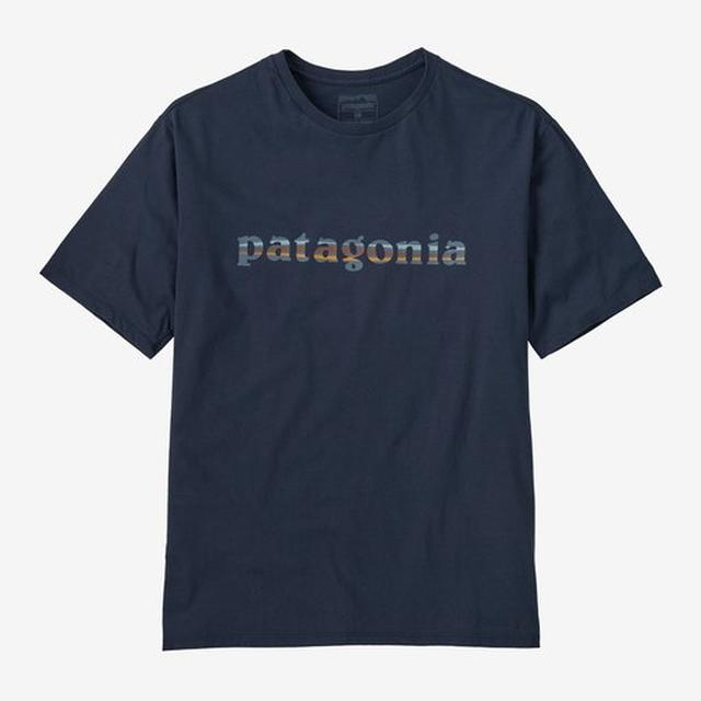 Patagonia '73 Text Logo Organic T Shirt New Navy