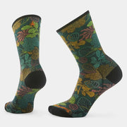 Smartwool Unisex Bike Aloha Forest Print Crew Socks Twilight Blue