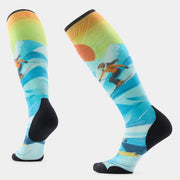 Smartwool Ski Steep Days Print Over The Calf Socks Serene Blue Serene Blue