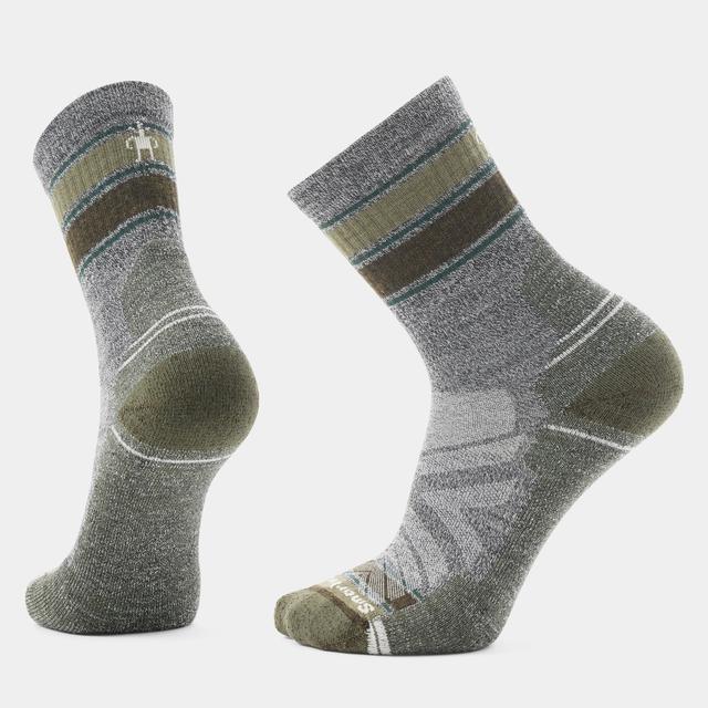Smartwool Unisex Hike Striped Mid Crew Socks Ash/Charcoal