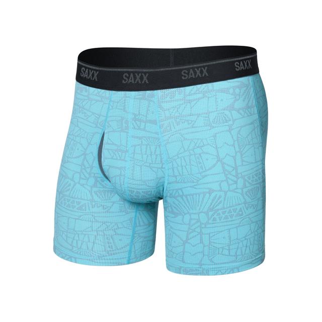 Saxx Mens Quest Quick-dry Mesh Boxer Briefs Winter Angler - Blue