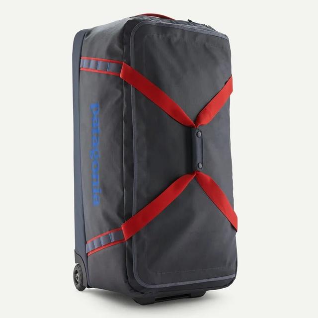 Patagonia Black Hole Wheeled Duffel 100l Smolder Blue w/Amanita Red