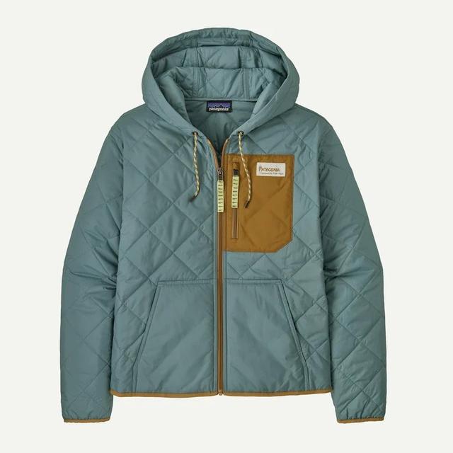 Patagonia Womens Diamond Quilted Bomber Hoody blue sage