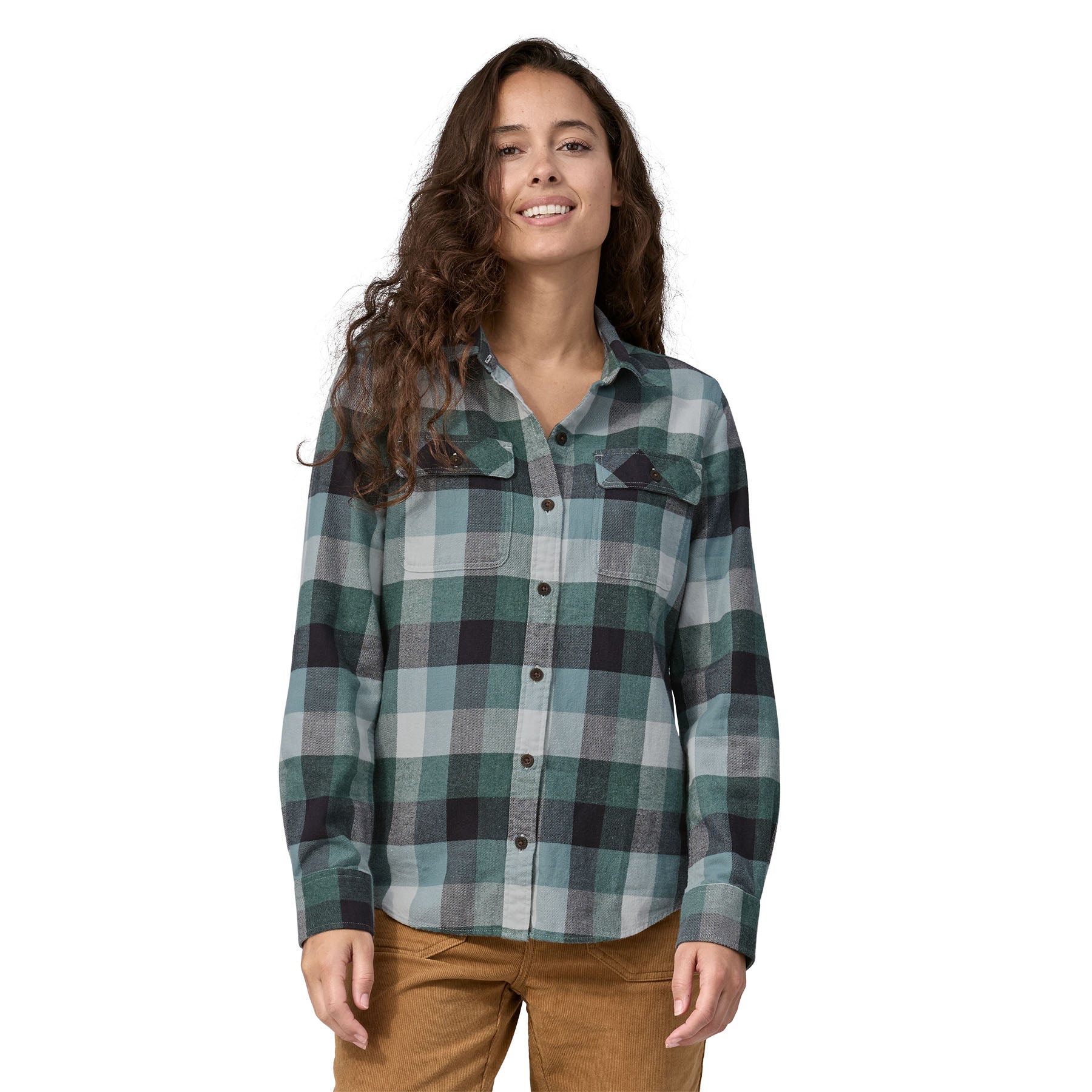 Women's Long Sleeved Organic Cotton Midweight Fjord Flannel Shirt - Idaho Mountain Touring