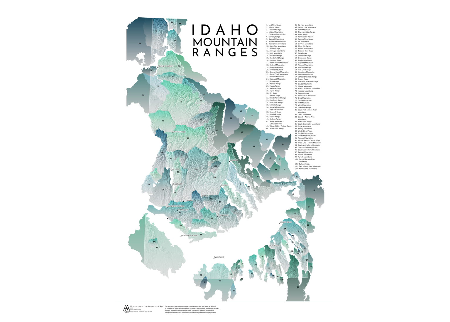 Idaho Mountains Map - Idaho Mountain Touring