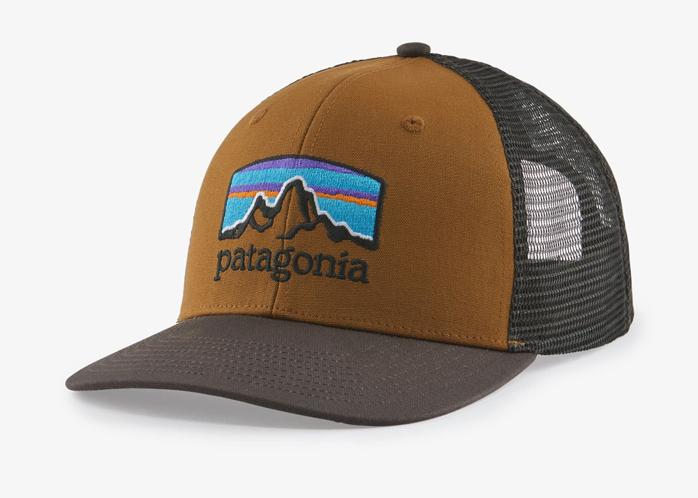 Patagonia Fitz Roy Horizons Trucker Hat White w/ Pigeon Blue