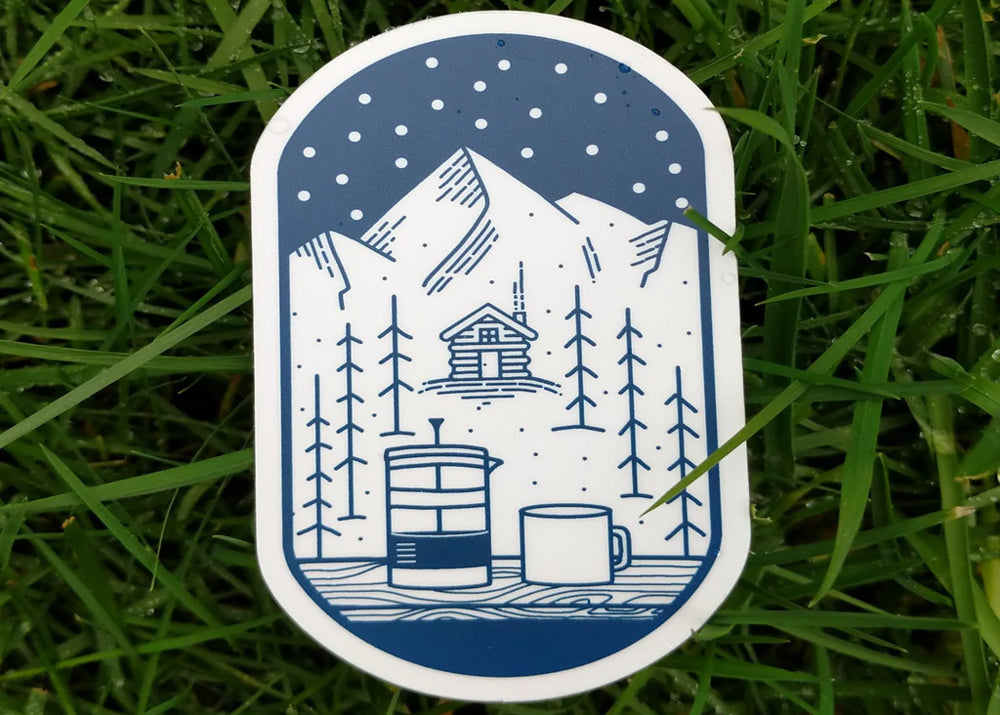 French Press and Chill Sticker - Idaho Mountain Touring